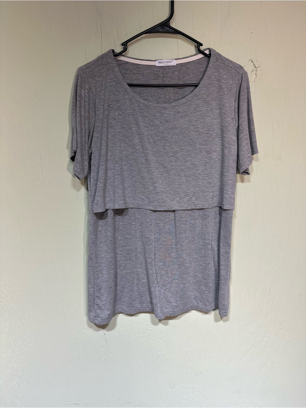 Smallshow gray nursing breastfeeding short sleeve shirt size large